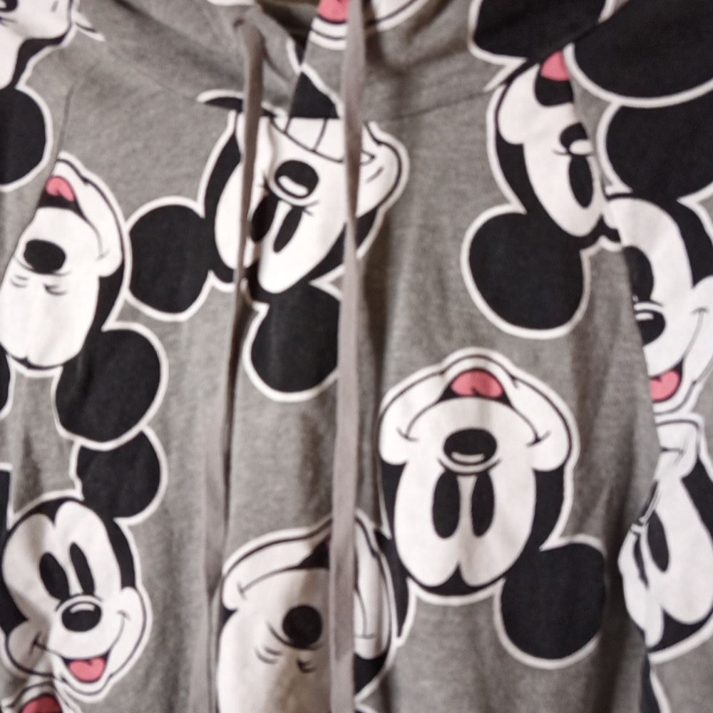 Juniors Disney Mickey Mouse All Over Hoodie Grey/White/Black Sz. L - Picture 2 of 5